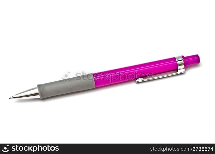 Pink pen isolated on white background