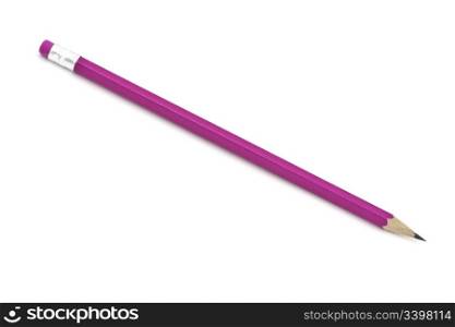 Pink pencil isolated on white background