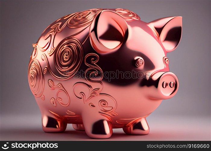 pink piggy bank illustration Generative AI.