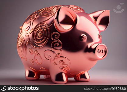 pink piggy bank illustration Generative AI.