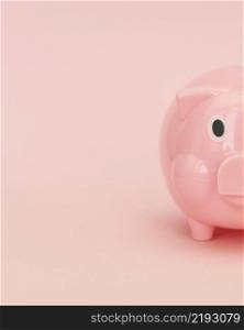 pink piggy bank with copy space