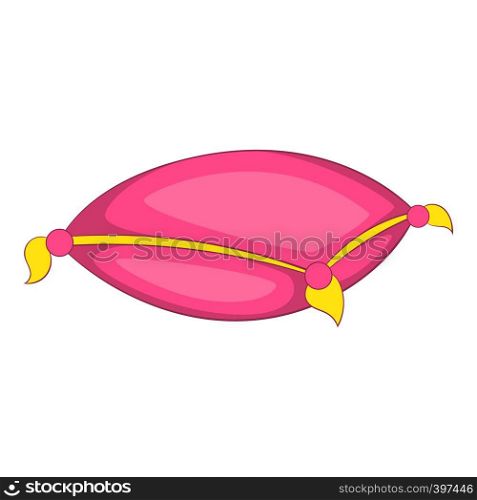 Pink pillow icon. Cartoon illustration of pink pillow vector icon for web design. Pink pillow icon, cartoon style