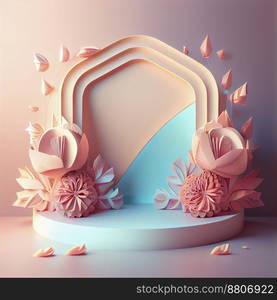 Pink podium 3d illustration for product display