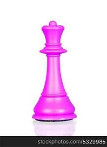 Pink queen, chess piece isolated on a white background