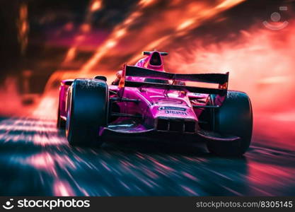 Pink Race Car in Motion Blur with Wheels Leaving Trails of Motion Blur. Generative AI. High quality illustration. Pink Race Car in Motion Blur with Wheels Leaving Trails of Motion Blur. Generative AI