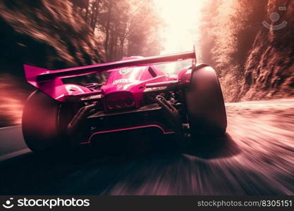 Pink Race Car in Motion Blur with Wheels Leaving Trails of Motion Blur. Generative AI. High quality illustration. Pink Race Car in Motion Blur with Wheels Leaving Trails of Motion Blur. Generative AI