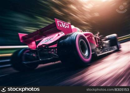 Pink Race Car in Motion Blur with Wheels Leaving Trails of Motion Blur. Generative AI. High quality illustration. Pink Race Car in Motion Blur with Wheels Leaving Trails of Motion Blur. Generative AI