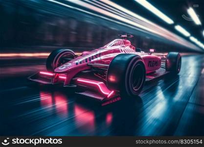Pink Race Car in Motion Blur with Wheels Leaving Trails of Motion Blur. Generative AI. High quality illustration. Pink Race Car in Motion Blur with Wheels Leaving Trails of Motion Blur. Generative AI
