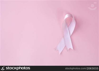 Pink ribbon breast cancer awareness, Health medical concept, pink background pink background copy space. Pink ribbon breast cancer awareness, Health medical concept, pink background