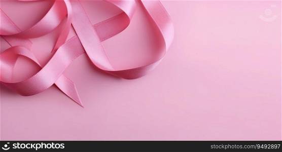 Pink ribbon breast cancer on pink background