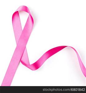 Pink ribbon over white background, design element