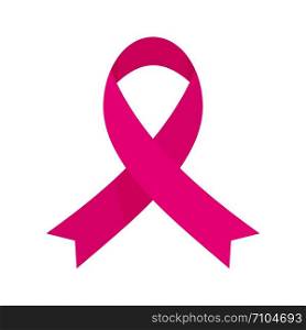 Pink ribbon support breast cancer icon. Flat illustration of pink ribbon support breast cancer vector icon for web design. Pink ribbon support breast cancer icon, flat style