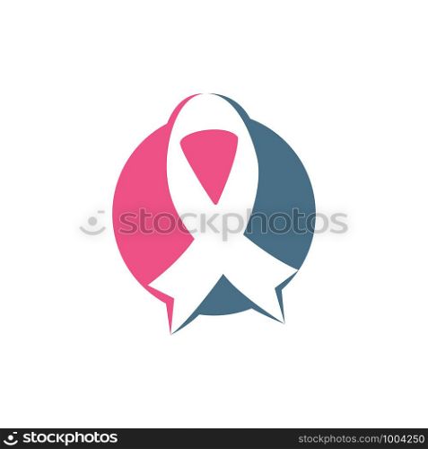Pink ribbon vector logo design. Breast cancer awareness symbol. October is month of Breast Cancer Awareness in the world.