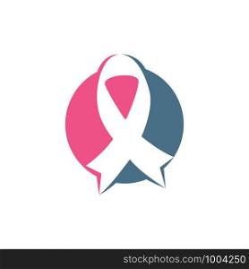 Pink ribbon vector logo design. Breast cancer awareness symbol. October is month of Breast Cancer Awareness in the world.