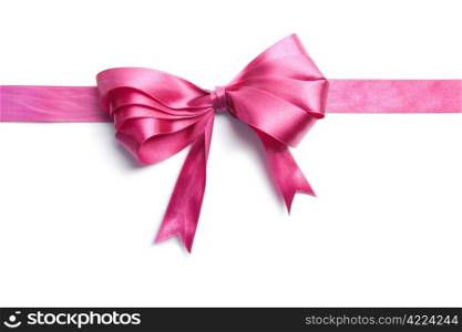 pink ribbon with bow isolated