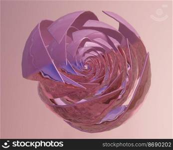 Pink rose on pink background. 3d illustration.. Pink rose on pink background. 3d render