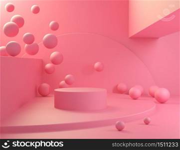 Pink Scene Gradient With Ball Minimal 3d Render