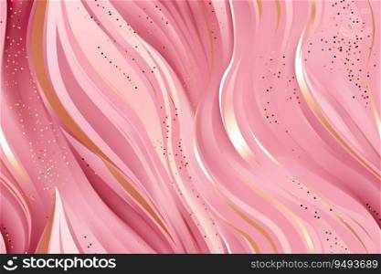 Pink seamless pattern with abstract waves. Applicable for fabric print, textile, wrapping paper, wallpaper. Pink background with shiny golden particles. Repeatable texture. Generative AI. Pink seamless pattern with abstract waves. Applicable for fabric print, textile, wrapping paper, wallpaper. Pink background with shiny golden particles. Repeatable texture. Generative AI.