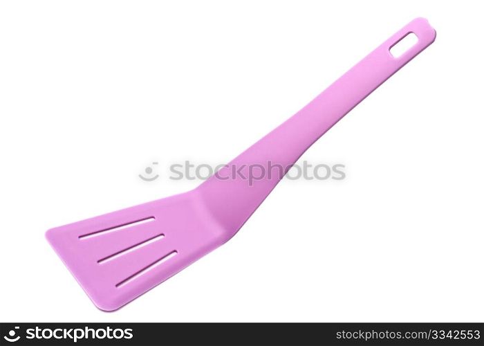 Pink spatula isolated on white background