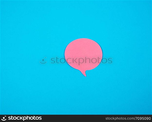 pink sticker in the shape of a cloud on a blue background, copy space
