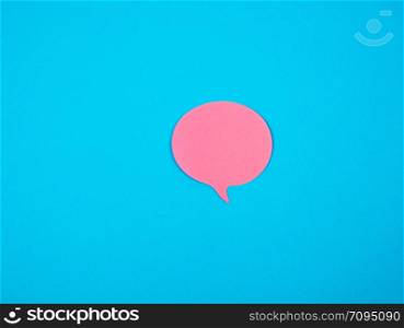 pink sticker in the shape of a cloud on a blue background, copy space