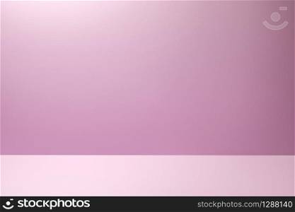 Pink Studio Background for product placement or as a design template with wall angle in a full frame view