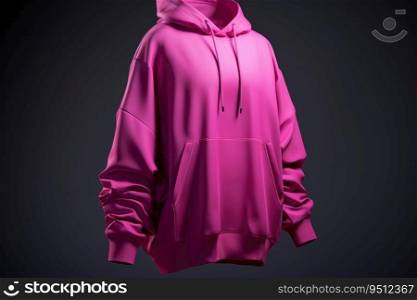 Pink sweatshirt with hood and pocket, 3d model. Pink sweatshirt with hood and pocket