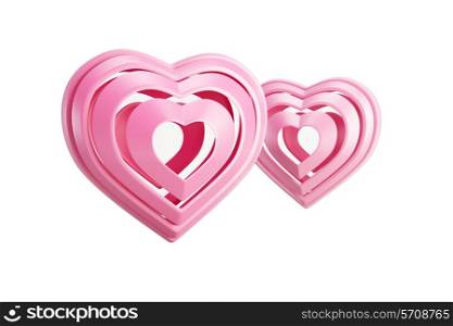 pink symbolic valentine hearts, isolated 3d render