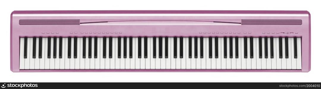 pink synthesizer isolated on white background. pink synthesizer isolated on white
