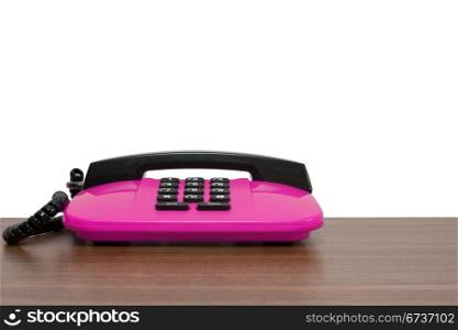 pink telephone with copy space for your text