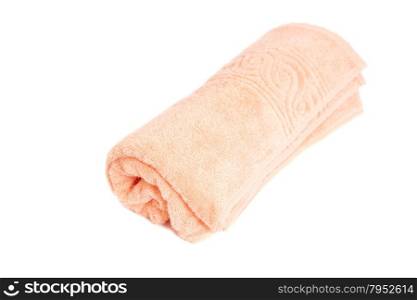 Pink towel isolated on white background
