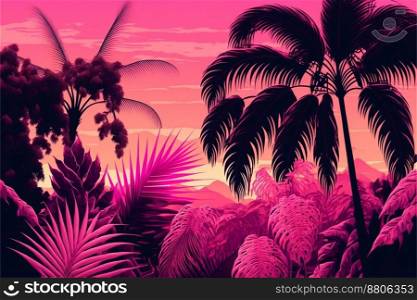 Pink tropical leaves background