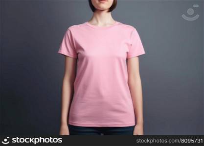 Pink tshirt mockup female. Female model. Generate Ai. Pink tshirt mockup female. Generate Ai