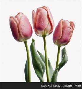 Pink Tulip Flowers Isolated Illustration AI Generative. Pink Tulip Flowers Isolated Illustration Generative AI