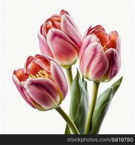 Pink Tulip Flowers Isolated Illustration AI Generative. Pink Tulip Flowers Isolated Illustration Generative AI