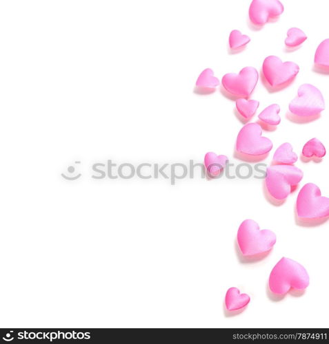Pink Valentine hearts over white