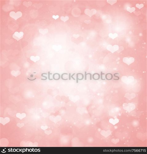 pink valentines day background with hearts and sparkles