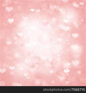 pink valentines day background with hearts and sparkles