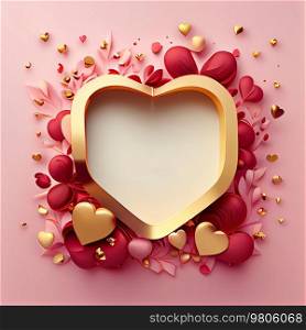 Pink Valentines Day Greeting Card Love Background. Illustration AI Generative 