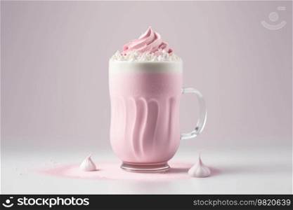 Pink vanilla coffee cup. Illustration Generative AI