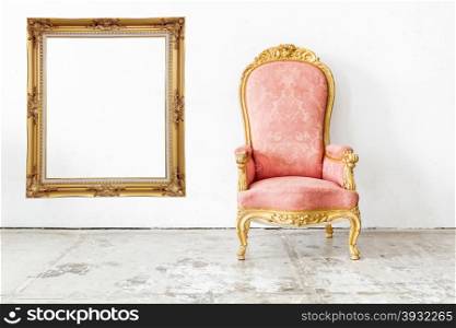 Pink Vintage retro style Chair with frame