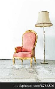 Pink Vintage retro style Chair with lamp