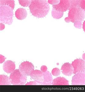 Pink watercolor background. Pink watercolor splash template. Bright colorful artistic background forming by blots. Space for text.. Splash pink background. Soft pink watercolor background