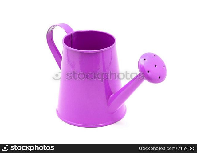 Pink watering can isolated on a white background