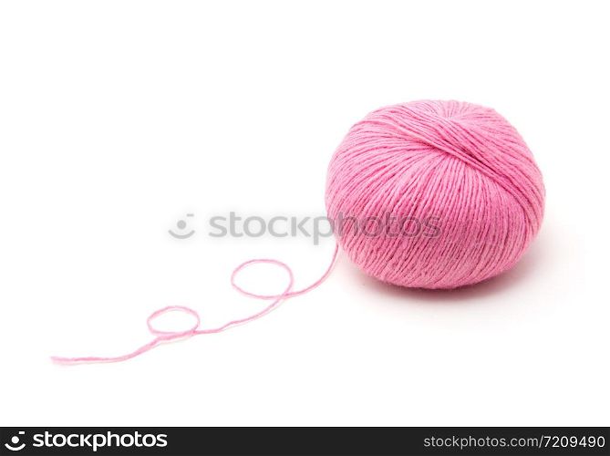 Pink Yarn Ball on white background