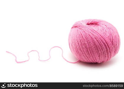 Pink Yarn Ball on white background