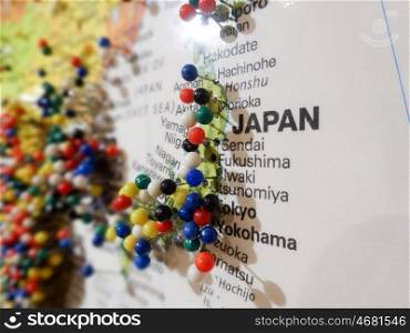 pins over cities on japan map