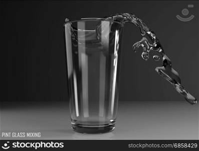 pint glass mixing 3D illustration on dark background