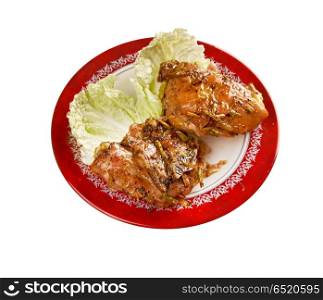 Pintade rotie - Chicken with spice ,isolated