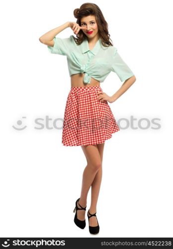 Pinup portrait of young woman isolated